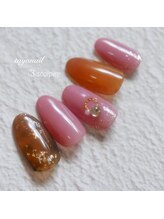 たゆ ネイル(たゆnail)/９月新作☆ピンクべっ甲ネイル