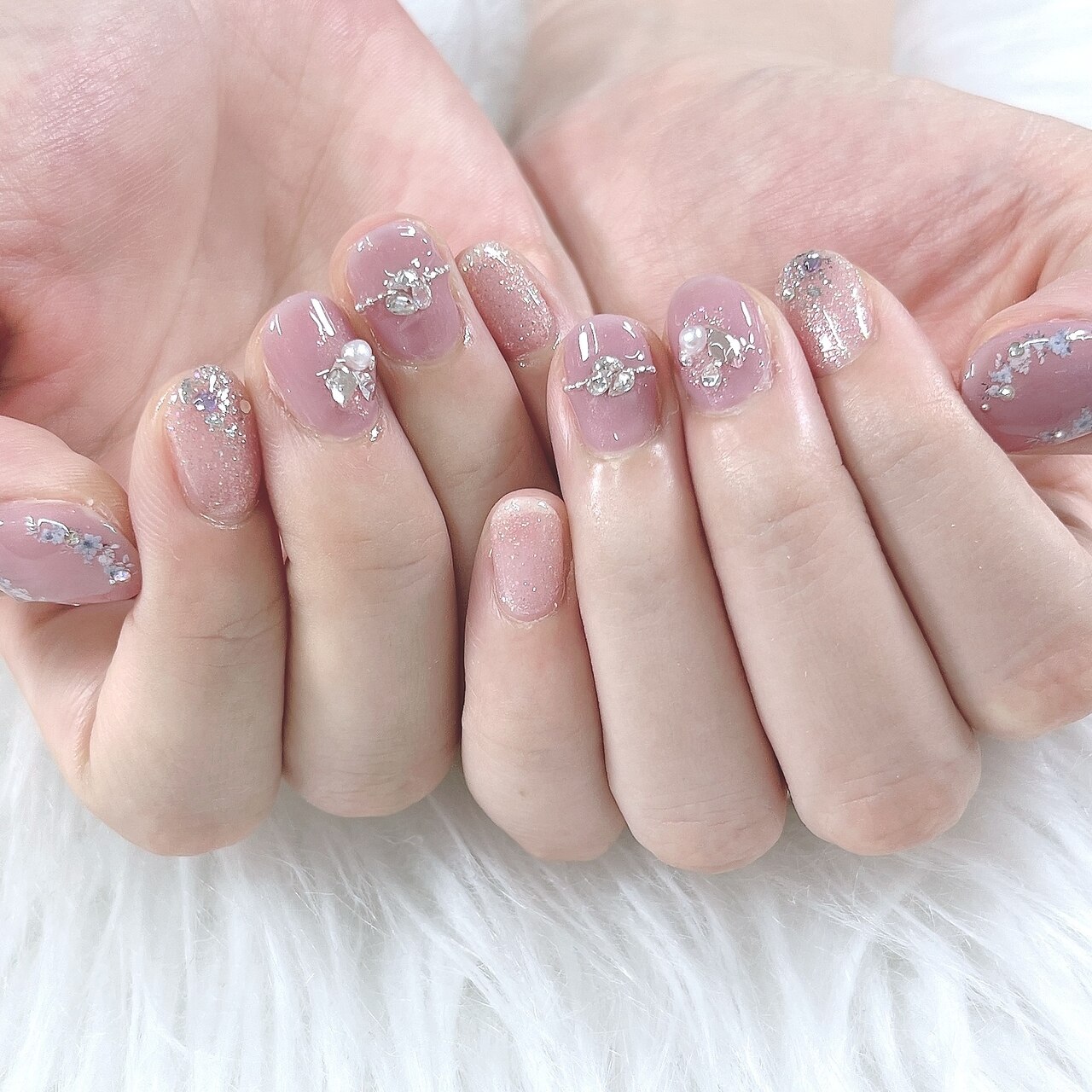 オーダーネイルチップNo.84 夏 海 浜辺 ミラーアクセ ラメ キラキラ