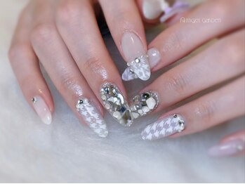 エンジェルガーデンネイル 池袋店(Angelgarden nail)/千鳥柄 手書きネイル 埋め尽くし