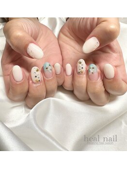 ヒールネイル(heal nail)/white×shell×ストーン~.
