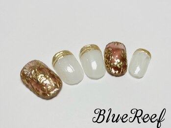 ネイルアンドまつげエクステ ブルーリーフ 四谷三丁目店(Blue Reef)/春のエレガントミラーネイル