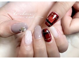 ニット×チェックネイル