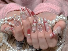 モアネイル 新宿/チェックネイル/持ち込み/新宿
