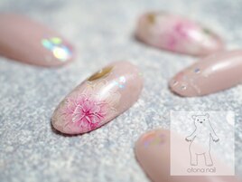手描きフラワー　ダリアネイル