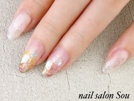 クリア×シェルネイル