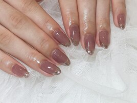 ラメフレンチ×ミラーライン