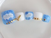 ネイルサロン あかねいろ/春夏フットネイル　デニムアート