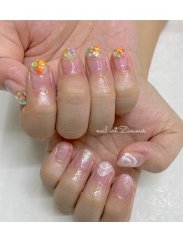 ネイルアート ジマー/クリアニュアンスのちぐはぐ