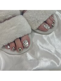 シルバー　フットネイル