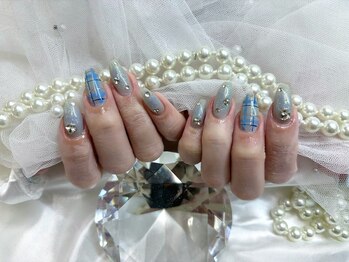 アンジュ(Ange)/【Miyu】ブルーチェックネイル