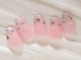 ハートホロネイル/ピンクネイル