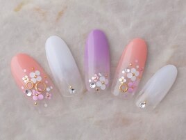 小花グラデーションネイル
