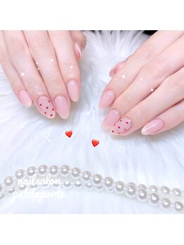 ＋500でシンプルハートネイル♪