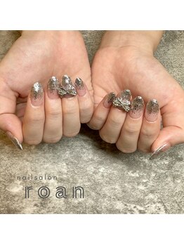 ロアンネイル(roan nail)/ラメグラ×リボン