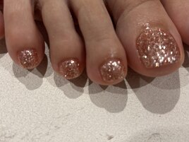 キラキラフットグリッターネイル