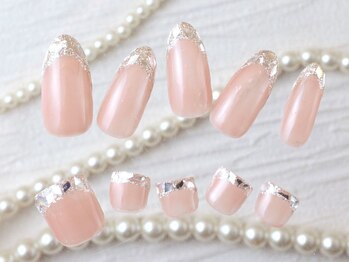 ネイルアンドアイラッシュスタジオ シュシュ(chouchou)/手足どっちもガラスフレンチ人気