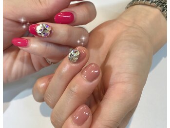 アトリエルリアン(Atelier Le Lien)/スワロフスキー/春ネイル