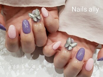 ネイルズアリー 立川店(Nails ally)/バタフライネイル×パステル