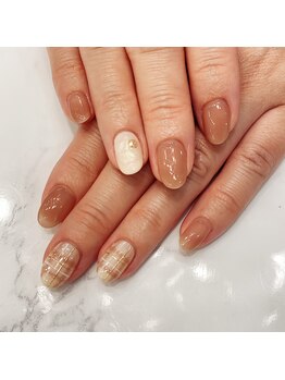 ハーティーネイル hearty nail 溝の口店/ナチュラルめなチェック柄