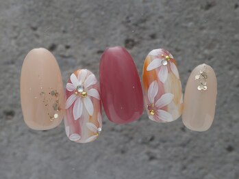 手書きフラワーネイル