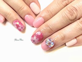 フラワー ビジューネイル