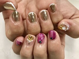 ゴールドミラーネイル