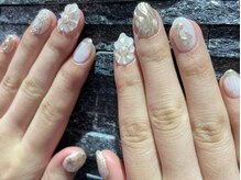 ボージュ バイ ルアナネイル(BeauJu by Luana Nail)/ぷくぷくお花×ミラー