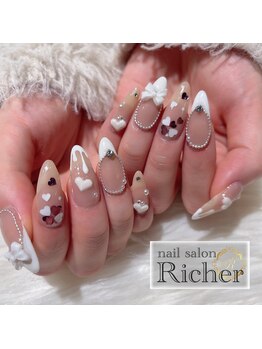 エスフィーネイルサロン リシェル(Esfy nailsalon Richer)/リボン×ハートネイル