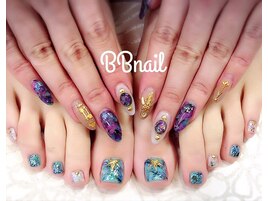 天然石ネイル☆フェザー