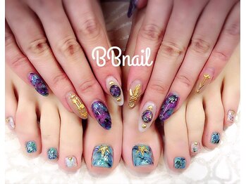 ビービーネイル(BB)/天然石ネイル☆フェザー