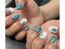 ネルネルネイル(nel nel nail)/ターコイズ大理石ネイル