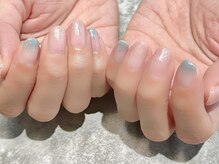 ヒールネイル(heal nail)/くすみblue×pinkグラデーション