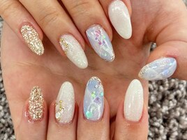 ◯ぶるー大理石ネイル