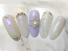 ラリュールネイル(L'Allure nail)/春レース花ネイル￥8200