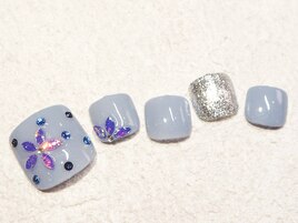 フット　ブルーフラワー