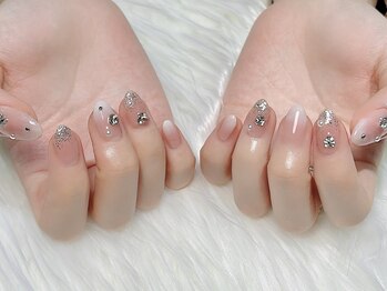 ヒールネイル(heal nail)/white×silver×stone.