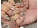 ガラスフレンチ/チークネイル