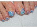 フットネイル　紫陽花