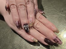 リボンペイントとチェック柄