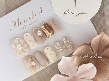 モンシェリ(Moncheri)の写真/【自爪を傷つけないパラジェル使用＊】シンプル大人可愛いデザインが◎豊富な定額デザインコースあり★