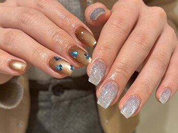 サンジュウヨン(34)/brown×blueネイル パラジェル