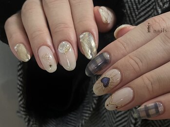 アイネイルズ 吉祥寺店(I nails)/繊細アートチェックネイル