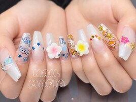 長さだし/お花/夏/キャラネイル
