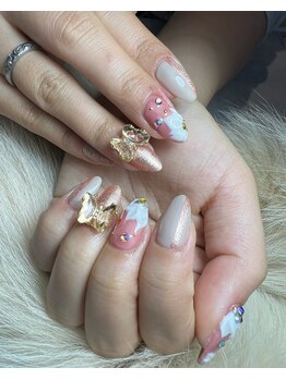 ヘアーアンドネイル ルシア(Hair&Nail Lucia)/蝶と3Dの春風ネイル! 担当大野