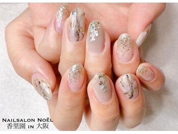ノエル(Noel)/ラメ×大理石ネイル