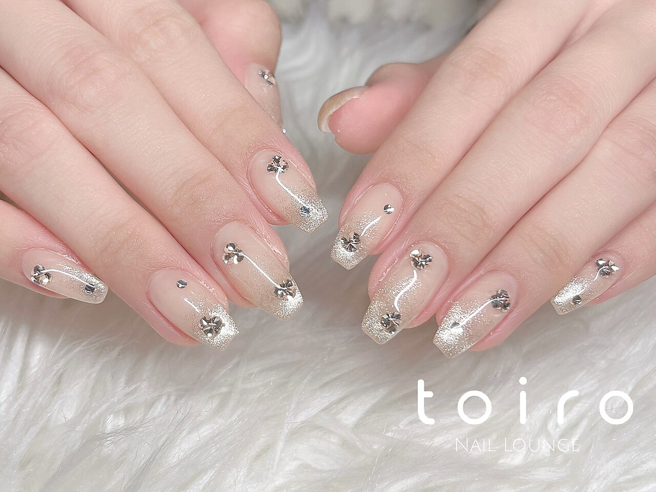 ピンクグレージュマグネットシルバーリボン埋めつくしワンホン韓国