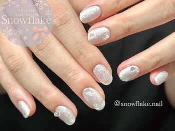 スノーフレーク(Snowflake)/シルクネイル×雫パーツ