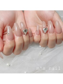 エムズネイル 敦賀店/長さだし×ハートストーンネイル