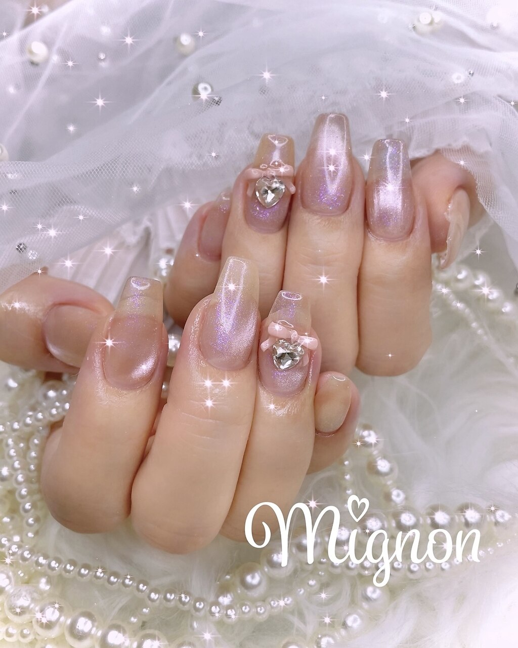 ［44］ネイルチップ マグネットネイル セピア 秋 冬 うるうる 上品ネイル うるうるマグネット クリアフレンチ クリアネイル 秋ネイル