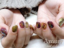 アミュリー ネイル アトリエ(Amury nail atelier)/ボルドー＆ゴールド☆ホログラム